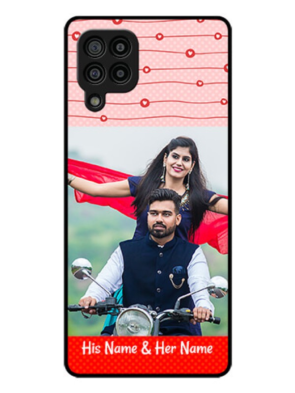 Custom Galaxy M32 4G Prime Edition Personalized Glass Phone Case - Red Pattern Case Design