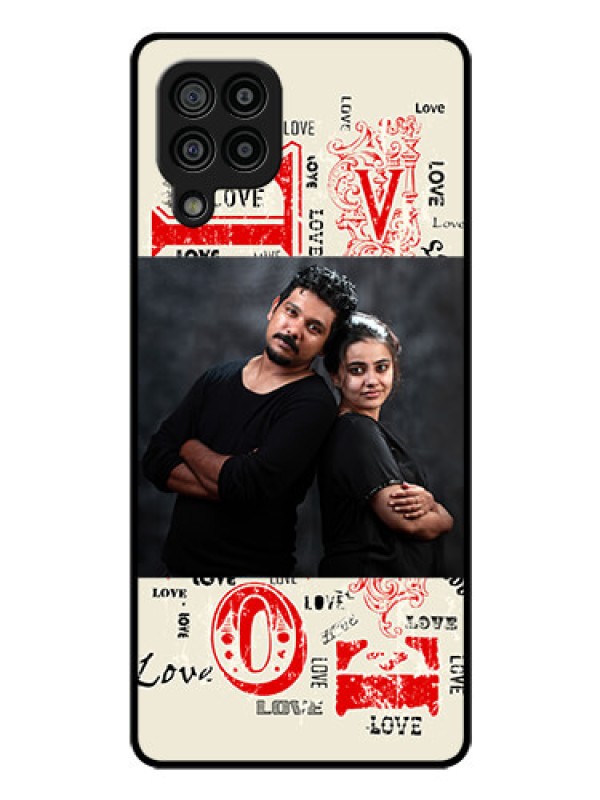 Custom Galaxy M32 4G Prime Edition Photo Printing on Glass Case - Trendy Love Design Case