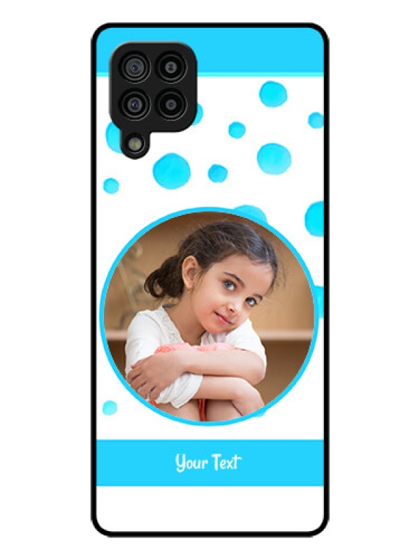 Custom Galaxy M32 4G Prime Edition Photo Printing on Glass Case - Blue Bubbles Pattern Design