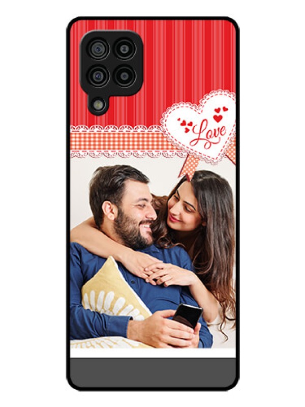 Custom Galaxy M32 4G Prime Edition Custom Glass Mobile Case - Red Love Pattern Design