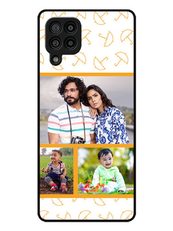 Custom Galaxy M32 4G Prime Edition Custom Glass Mobile Case - Yellow Pattern Design