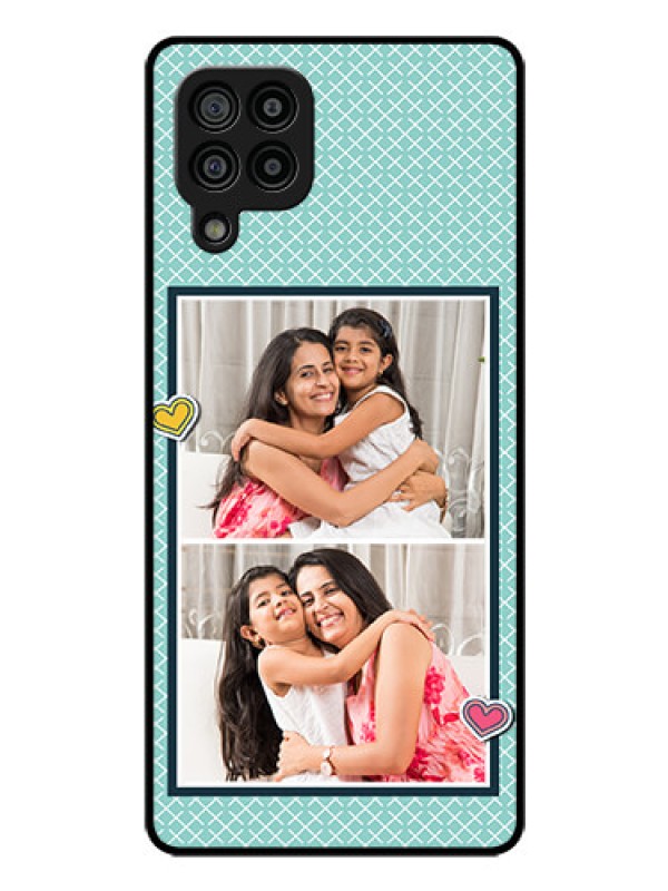 Custom Galaxy M32 4G Prime Edition Custom Glass Phone Case - 2 Image Holder with Pattern Design