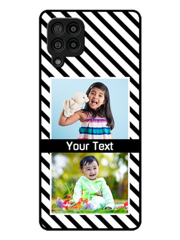 Custom Galaxy M32 4G Prime Edition Photo Printing on Glass Case - Black And White Stripes Design