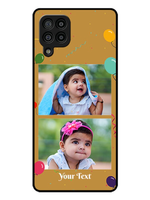 Custom Galaxy M32 4G Prime Edition Personalized Glass Phone Case - Image Holder with Birthday Celebrations Design