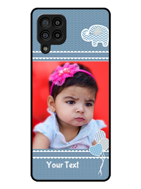Custom Galaxy M32 4G Prime Edition Photo Printing on Glass Case - with Kids Pattern Design