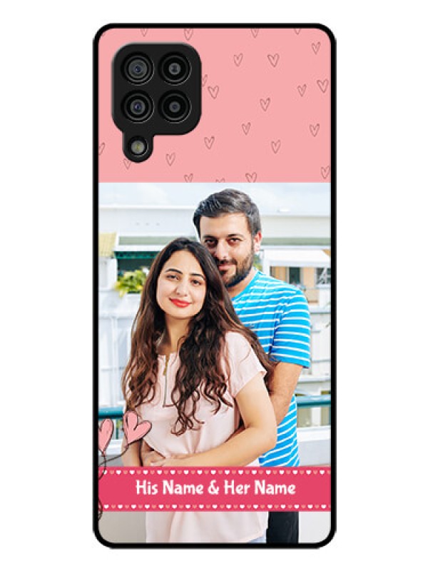 Custom Galaxy M32 4G Prime Edition Personalized Glass Phone Case - Love Design Peach Color