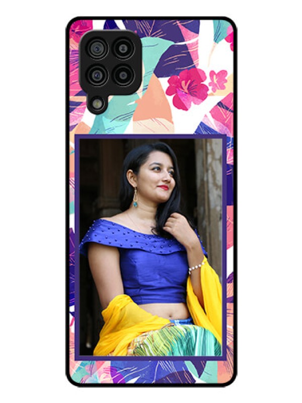 Custom Galaxy M32 4G Prime Edition Custom Glass Mobile Case - Abstract Floral Design