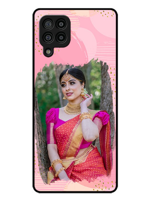 Custom Galaxy M32 4G Prime Edition Personalized Glass Phone Case - Gold Glitter Splash Design