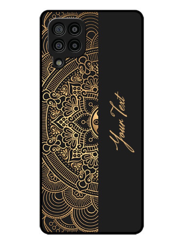 Custom Galaxy M32 4G Prime Edition Photo Printing on Glass Case - Mandala art with custom text Design