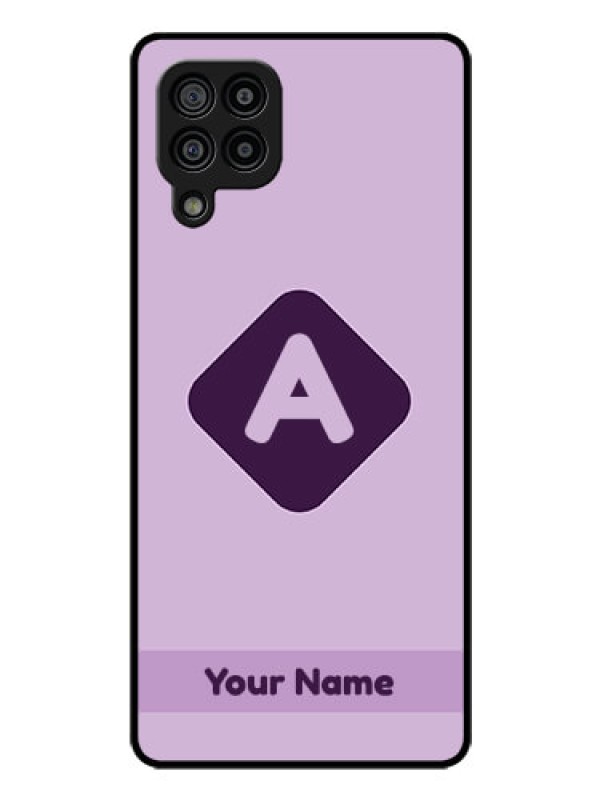 Custom Galaxy M32 4G Prime Edition Custom Glass Mobile Case - Custom Letter in curved badge Design