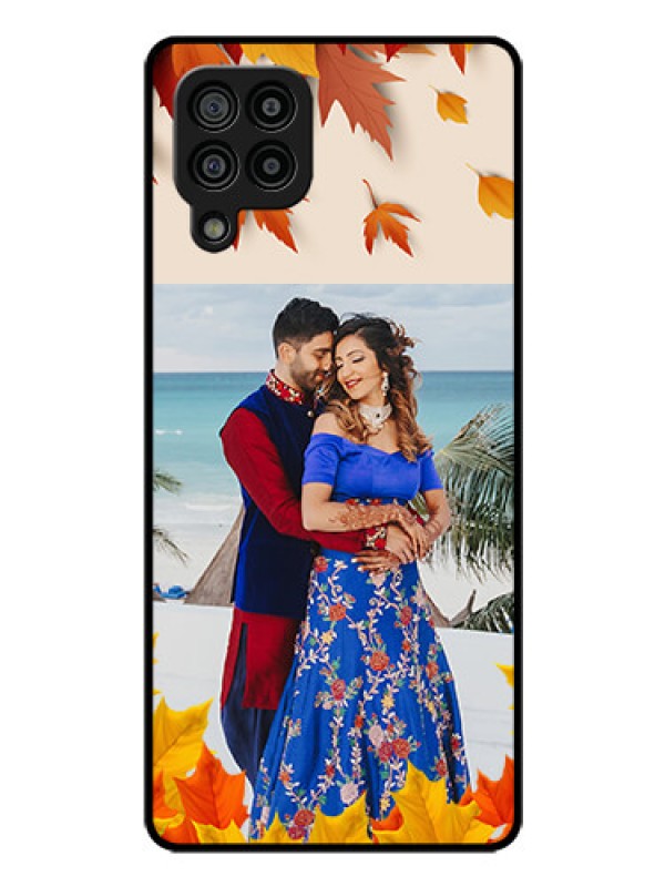 Custom Galaxy M32 4G Photo Printing on Glass Case  - Autumn Maple Leaves Design
