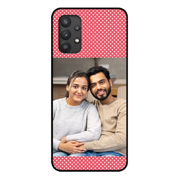 Galaxy M32 5G Custom Glass Phone Case - White Dotted Design