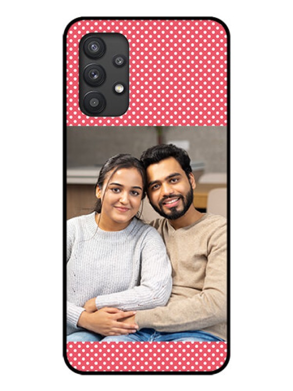 Custom Galaxy M32 5G Custom Glass Phone Case - White Dotted Design