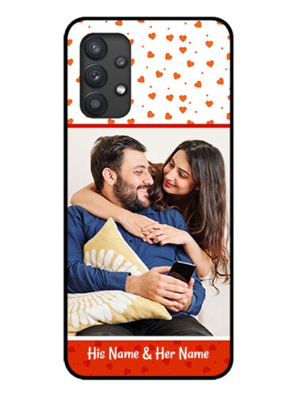 Custom Galaxy M32 5G Custom Glass Phone Case - Orange Love Symbol Design