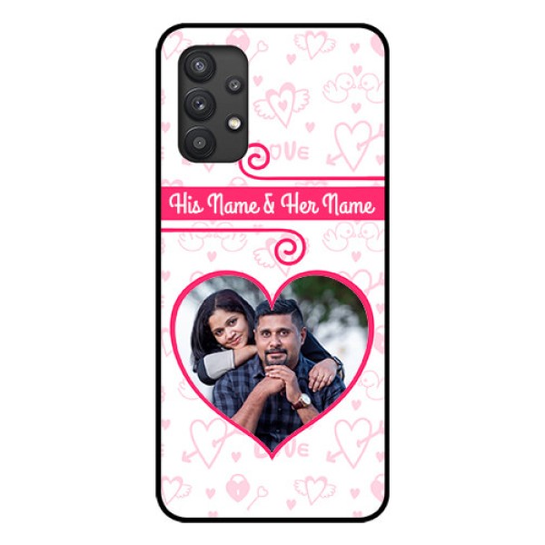 Galaxy M32 5G Personalized Glass Phone Case - Heart Shape Love Design Galaxy M32 5G Personalized Glass Phone Case - Heart Shape Love Design