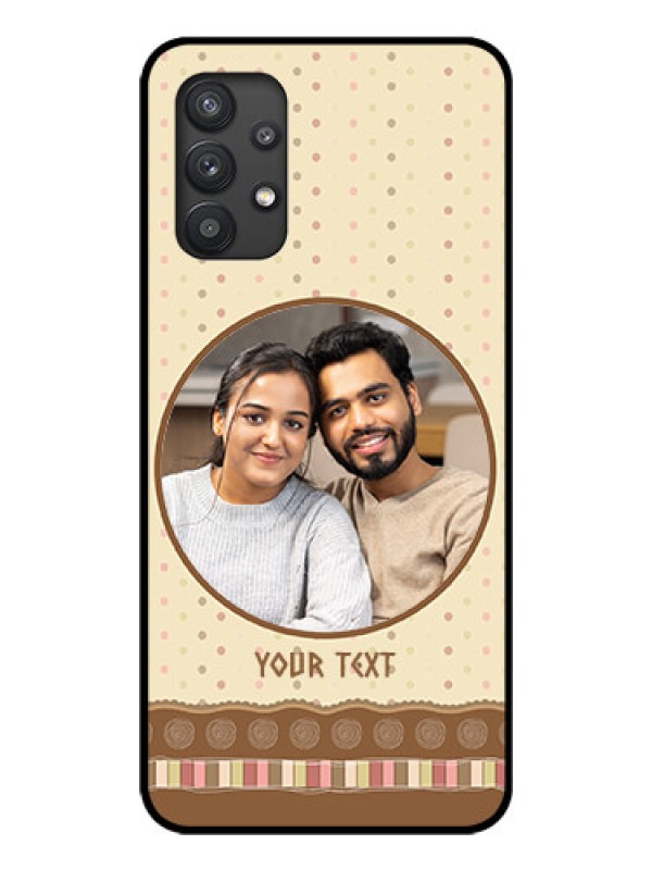 Custom Galaxy M32 5G Custom Glass Mobile Case - Brown Dotted Mobile Case Design