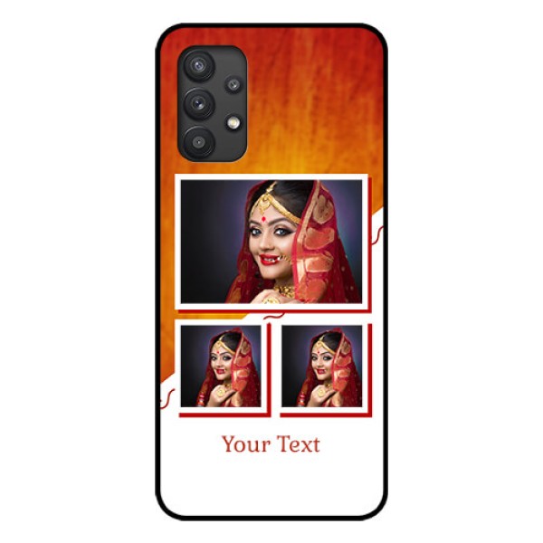 Galaxy M32 5G Custom Glass Phone Case - Wedding Memories Design