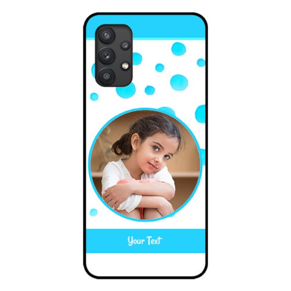 Galaxy M32 5G Photo Printing on Glass Case - Blue Bubbles Pattern Design Galaxy M32 5G Photo Printing on Glass Case - Blue Bubbles Pattern Design