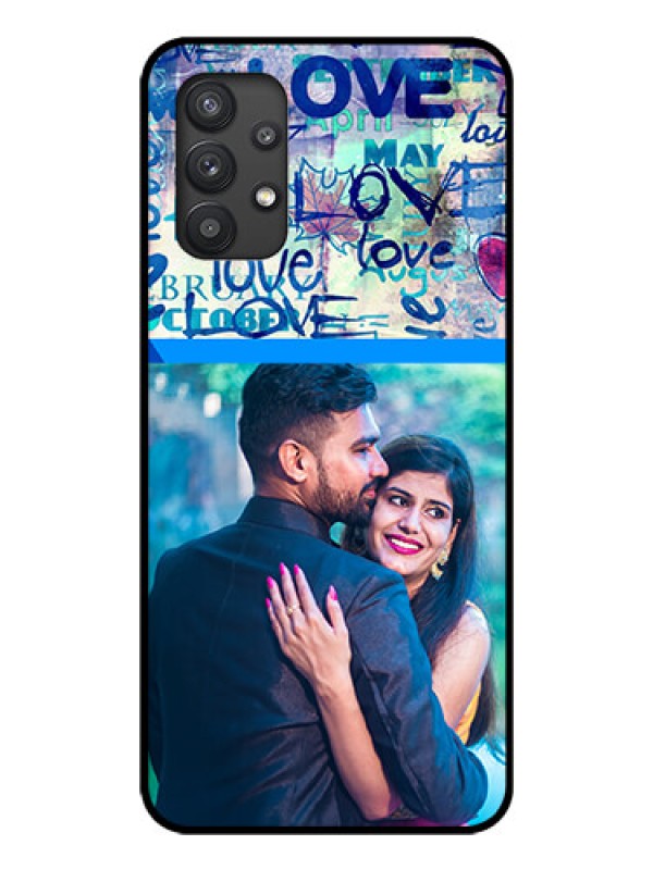 Custom Galaxy M32 5G Custom Glass Mobile Case - Colorful Love Design