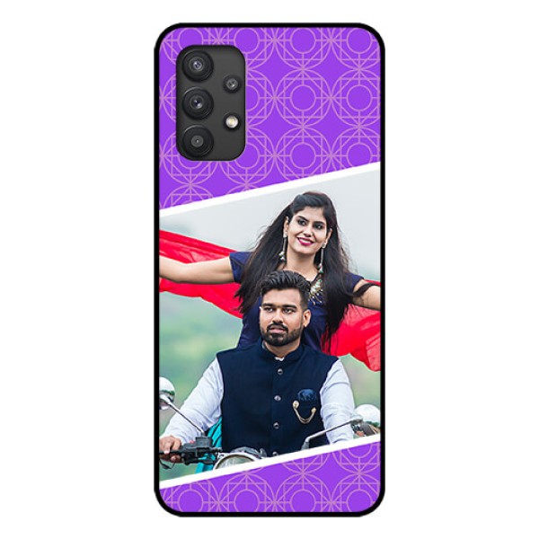 Galaxy M32 5G Custom Glass Phone Case - Violet Pattern Design