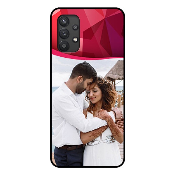 Galaxy M32 5G Custom Glass Mobile Case - Red Abstract Design
