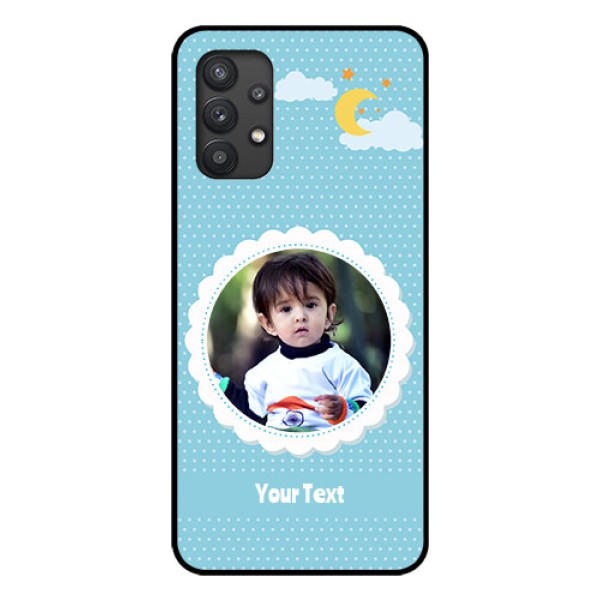 Galaxy M32 5G Personalised Glass Phone Case - Violet Pattern Design