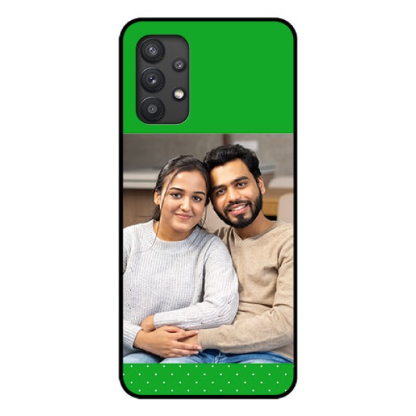 Galaxy M32 5G Personalized Glass Phone Case - Green Pattern Design