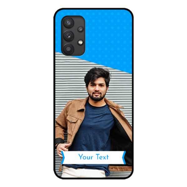 Galaxy M32 5G Photo Printing on Glass Case - Simple Blue Color Design Galaxy M32 5G Photo Printing on Glass Case - Simple Blue Color Design