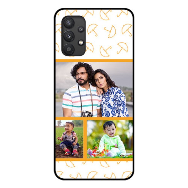 Galaxy M32 5G Custom Glass Mobile Case - Yellow Pattern Design