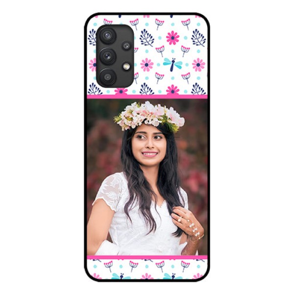 Galaxy M32 5G Photo Printing on Glass Case - Colorful Flower Design