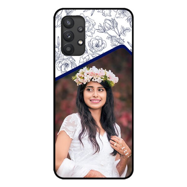 Galaxy M32 5G Personalized Glass Phone Case - Premium Floral Design