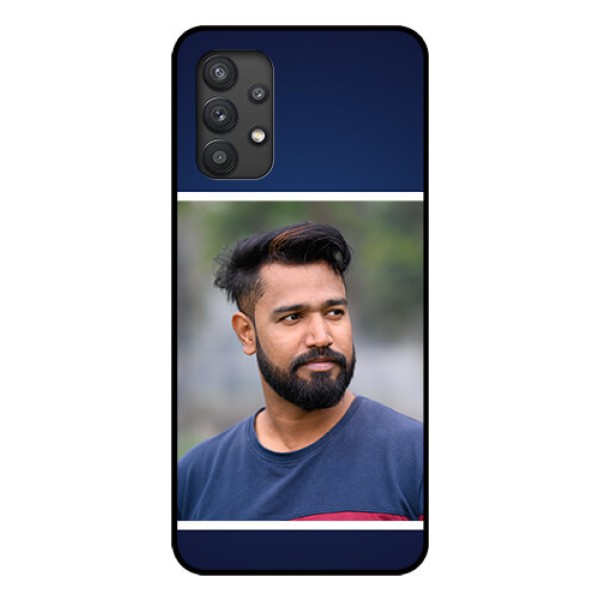 Galaxy M32 5G Personalized Glass Phone Case - Simple Royal Blue Design Galaxy M32 5G Personalized Glass Phone Case - Simple Royal Blue Design