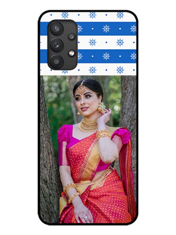 Custom Galaxy M32 5G Photo Printing on Glass Case - Snow Pattern Design