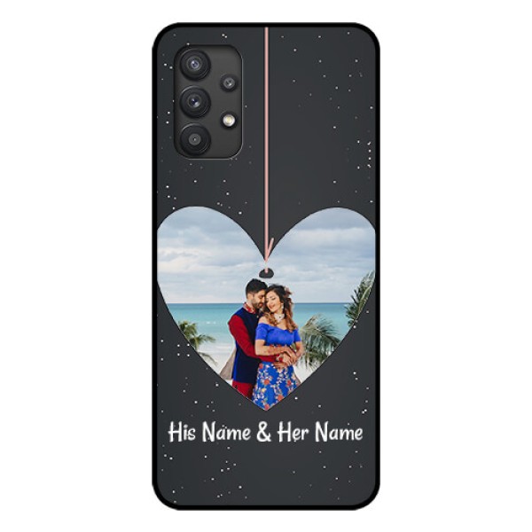 Galaxy M32 5G Custom Glass Phone Case - Hanging Heart Design