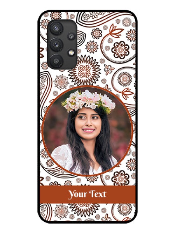 Custom Galaxy M32 5G Custom Glass Mobile Case - Abstract Flower Design