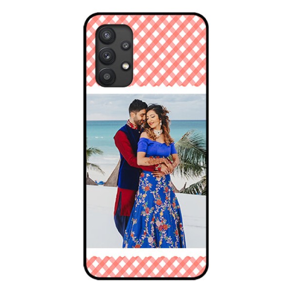 Galaxy M32 5G Personalized Glass Phone Case - Pink Pattern Design