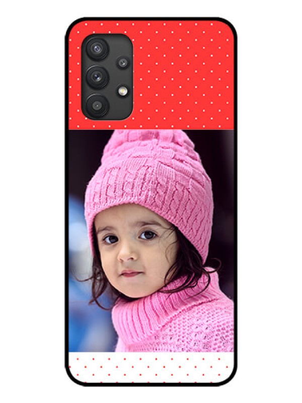 Custom Galaxy M32 5G Photo Printing on Glass Case - Red Pattern Design