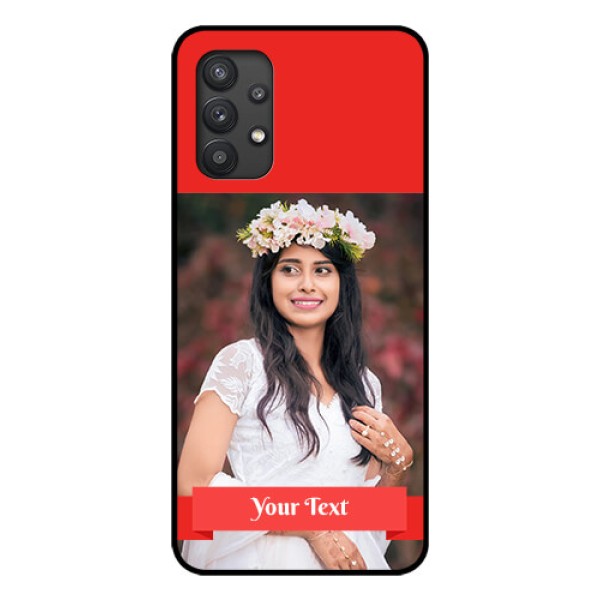 Galaxy M32 5G Custom Glass Phone Case - Simple Red Color Design Galaxy M32 5G Custom Glass Phone Case - Simple Red Color Design