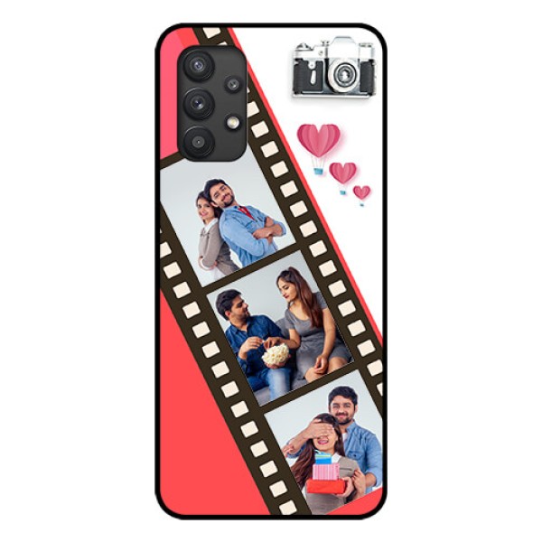 Galaxy M32 5G Personalized Glass Phone Case - 3 Image Holder with Film Reel Galaxy M32 5G Personalized Glass Phone Case - 3 Image Holder with Film Reel