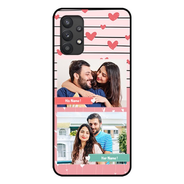 Galaxy M32 5G Custom Glass Mobile Case - Photo with Heart Design