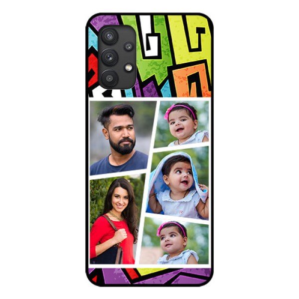 Galaxy M32 5G Custom Glass Phone Case - Graffiti pattern Design