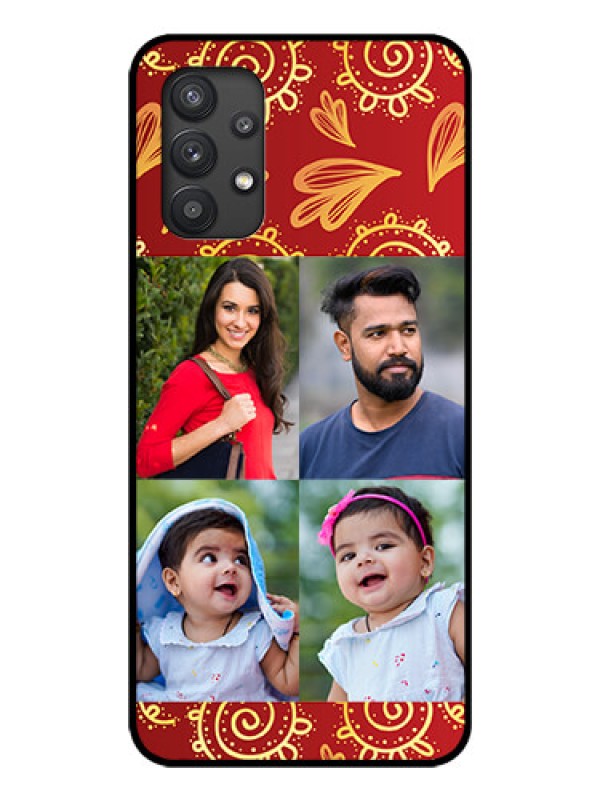 Custom Galaxy M32 5G Photo Printing on Glass Case - 4 Image Traditional Design