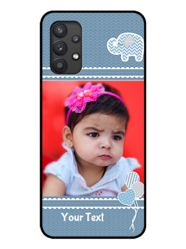 Custom Galaxy M32 5G Photo Printing on Glass Case - with Kids Pattern Design