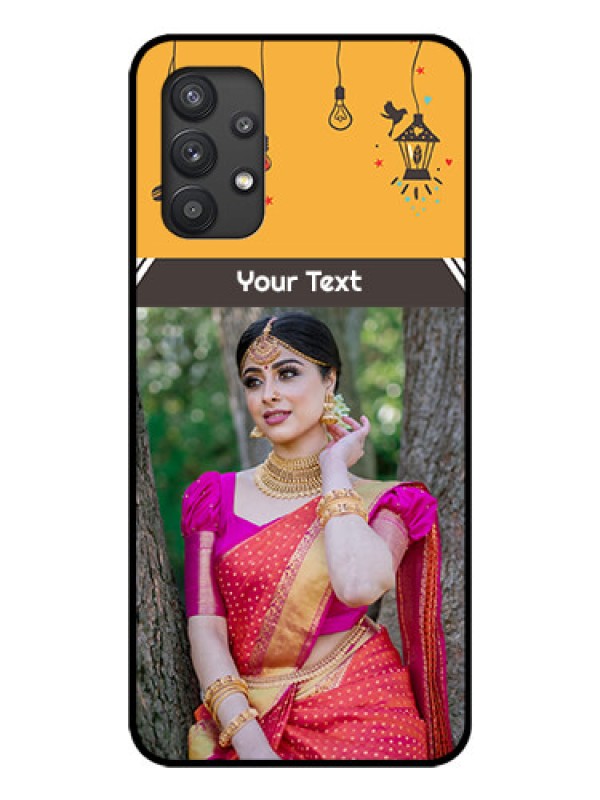 Custom Galaxy M32 5G Custom Glass Mobile Case - with Family Picture and Icons