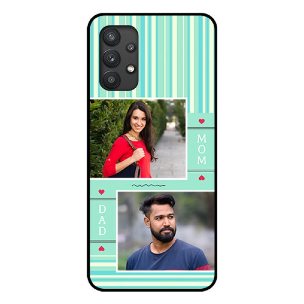 Galaxy M32 5G Custom Glass Phone Case - Mom & Dad Pic Design Galaxy M32 5G Custom Glass Phone Case - Mom & Dad Pic Design