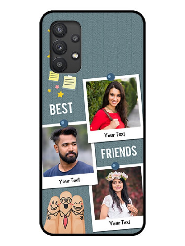 Custom Galaxy M32 5G Personalized Glass Phone Case - Sticky Frames and Friendship Design