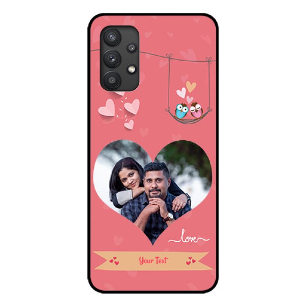 Galaxy M32 5G Personalized Glass Phone Case - Peach Color Love Design