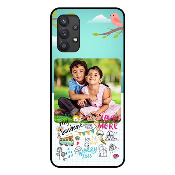 Galaxy M32 5G Photo Printing on Glass Case - Doodle love Design