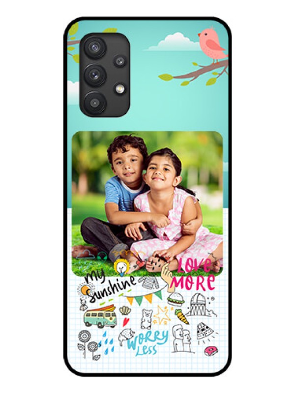 Custom Galaxy M32 5G Photo Printing on Glass Case - Doodle love Design