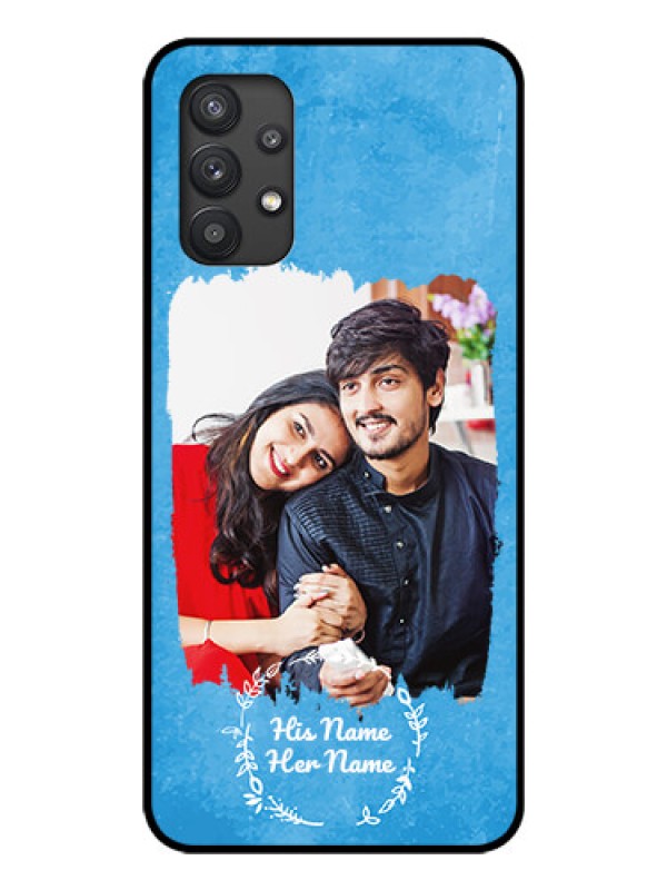 Custom Galaxy M32 5G Custom Glass Phone Case - Blue Color Vintage Design